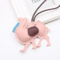 Pink PU leather camel backpack pendant with brown saddle and blue felt mane detail - Pink