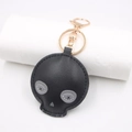 Creatieve zwarte PU-leren schedel sleutelhanger met gouden sluiting voor tassen decor - Zwart