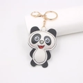 Porte-clés panda mignon en cuir PU avec anneau doré pour sac à dos et voiture - Style Panda