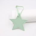 Detail of star-shaped mint green PU leather bag charm with decorative top stitching - Star Lanyard / Matcha Green