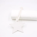 Macro shot of white star-shaped PU leather tag with fine texture and neat stitching - Star Lanyard / White