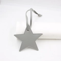Detailed view of gray PU leather star-shaped bag charm with fine stitching and strap - Star Lanyard / Gray