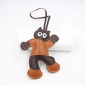 Detail of a brown leather cat bag charm featuring contrast stitching and lace-up strap - Brown Coffee