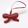 Burgundy red leather bow pendant with fine stitching and hanging strap for bags - Bowknot Lanyard (001) / Burgundy