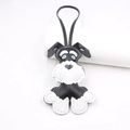 Ciondolo per borsa in pelle Schnauzer bianco e nero con naso a cuore e laccio nero - Cordino Schnauzer / Nero