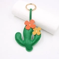 Portachiavi creativo a forma di cactus in pelle verde con gancio dorato per borse - Cactus Verde