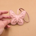 Ciondolo farfalla in pelle rosa traforata con cuciture e cinturino per borsa - Farfalla Traforata (001) / Rosa