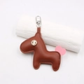 Porte-clés cheval en cuir marron avec symbole dollar et détail de cœur rose chic - Café Foncé