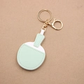 Llavero de raqueta de ping-pong en cuero verde menta y blanco con cierre dorado - Estilo Raqueta de Tenis de Mesa / Verde