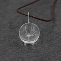 Ciondolo creativo in vetro con vero dente di leone e cordoncino intrecciato marrone - Un Seme di Dente di Leone - Grande