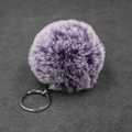 Porte-clés en fausse fourrure de lapin avec pompon violet dégradé et anneau - Dégradé Violet