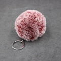 Porte-clés pompon en fourrure synthétique dégradé rose avec anneau en métal argenté - Imitation Fourrure Lapin Rex Avec Anneau Unique / Dégradé bordeaux