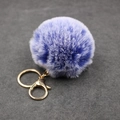 Pluche sleutelhanger van imitatiebont in paars-blauw verloop met goud metaal - Blauwe Stijl / Blauw