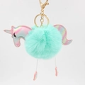 Plüsch Einhorn Bommel Schlüsselanhänger Minzgrün mit schillernden Details und Goldclip - Minzgrün