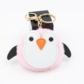 Dettaglio portachiavi a forma di pinguino rosa in peluche con fibbia in metallo oro - Rosa Chiaro