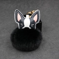 Süßer Französische Bulldogge Plüsch Schlüsselanhänger mit goldenem Karabiner - 8cm / Schwarz