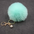 8cm mint green fluffy faux fur keychain with sparkling rhinestone ball and golden clasp - (Rhinestone Ball) Faux Rabbit Fur-8CM / Mint Green