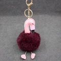 Détails d'un porte-clés flamant rose en peluche violette avec fermoir doré - 8cm / Rouge Pourpre