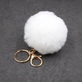 Porte-clés pompon blanc 8cm en fausse fourrure avec fermoir doré pour sac à main - Boule de Poils 8cm + Fermoir Doré / Blanc