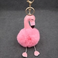 Porte-clés flamant rose en peluche avec mousqueton doré pour charms de sacs - 8cm / Rose Foncé