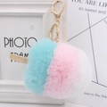 Détail du porte-clés glace en peluche tricolore avec fermoir doré et bâton en bois - 9cm x 12cm / Nouveau Rose