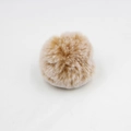 Close-up of soft beige 8cm faux rabbit fur pom pom for bags and keychain accessories - 8cm Bicolor Bare Ball / Khaki