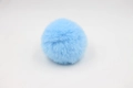 Close-up of a light blue 8cm faux rabbit fur pom pom showing soft synthetic fiber texture - 8cm Faux Rex Rabbit Ball / Sky Blue