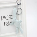 Porte-clés lapin en tissu bleu clair à pois avec clip argenté sur cadre blanc - Lapin à Pois Bleu Clair (Sans Porte-clés)