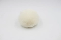 Detailed close-up of fluffy 8cm white faux fur pom-pom ball with soft synthetic fibers - 8cm Faux Rex Rabbit Ball / Off White