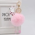 Portachiavi alpaca in pelliccia sintetica rosa con moschettone dorato su sfondo bianco - 8cm Pelliccia di Coniglio Sintetica / Rosa chiaro