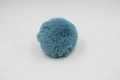 Close-up of soft blue-green faux rabbit fur pompom charm with fluffy plush texture - 8cm Faux Rex Rabbit Ball / Teal