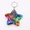 Portachiavi a stella con paillettes colorate cangianti e anello argento per Natale - Stella-Multicolore