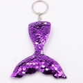 Macro detail of purple mermaid tail sequin keychain showing reflective metallic texture - Mermaid Tail - Purple