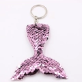 Glitzernder rosa Meerjungfrauenschwanz Schlüsselanhänger mit Pailletten und Ring - Meerjungfrauenschwanz - Rosa