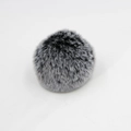 Two-tone black and grey faux rabbit fur pom-pom charm for bags and car accessories - 8cm Bicolor Bare Ball / Black