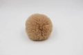 Detail of 8cm fluffy camel faux rabbit fur ball with soft texture and refined fibers - 8cm Faux Rex Rabbit Ball / Khaki