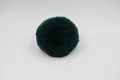 Detail macro shot of dark green faux rabbit fur pom pom with soft fluffy texture - 8cm Faux Rex Rabbit Ball / Dark Green