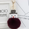 Détail du porte-clés bonhomme de neige en fausse fourrure violette avec fermoir doré - Rouge Pourpre