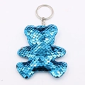 Portachiavi orso con paillettes blu reale scintillanti e anello in metallo argento - Orso - Blu