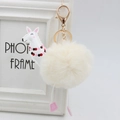 Dettaglio del portachiavi a forma di alpaca in peluche bianco con chiusura dorata - 8cm Pelliccia di Coniglio Sintetica / Bianco avorio