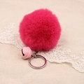 Dettaglio portachiavi in pelliccia sintetica rosa con un piccolo campanello rosa - Pelliccia Sintetica 8cm Con Campanello / Rosa Rossa