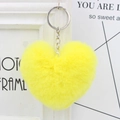 Vibrant yellow heart plush keychain with silver keyring hanging in a stylish setting - Silver Single Ring Keychain / Yellow