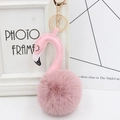 Detail of pink plush flamingo keychain with golden lobster clasp and soft faux fur ball - Bean Paste Pink