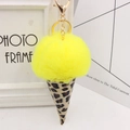 Dettaglio portachiavi a gelato leopardato con pelliccia gialla e chiusura in lega d'oro - Stile Catena Portachiavi Oro / Giallo