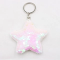 Portachiavi a forma di stella con paillettes iridescenti rosa e bianche per borse - Fibbia a Anello Singolo / Stella - Bianco Cangiante