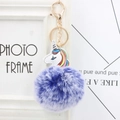 Unicorn keychain with gradient blue-purple plush pom-pom and gold lobster clasp - Two-tone Royal Blue