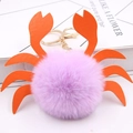 Porte-clés crabe en peluche violette avec pattes en similicuir orange et anneau doré - Violet Taro