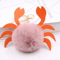 Llavero de cangrejo de piel sintética rosa con pinzas de cuero PU naranja y clip dorado - Rosa Viejo