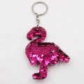 Portachiavi fenicottero con paillettes rosa scintillanti e anello in metallo lucido - Fenicottero - Rosso Rosa