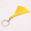 Bohemian style yellow tassel keychain with woven ring and silver metal clasp for handbags - Silver Single Ring / Yellow